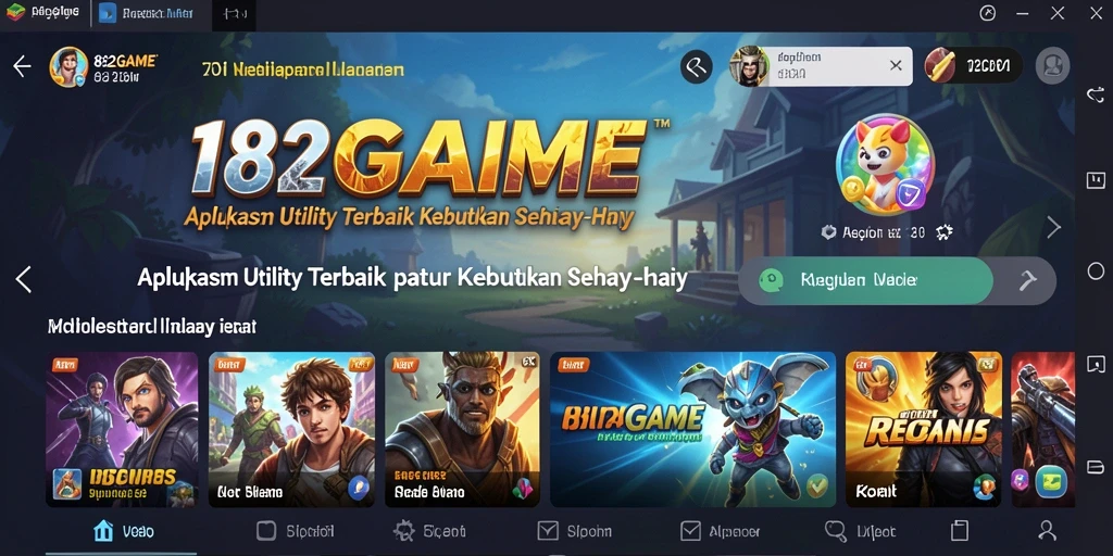 Screenshot utama 182GAME menampilkan antarmuka aplikasi Utility yang sederhana dan efektif.