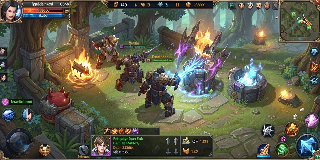 Screenshot gameplay 333666 menampilkan aksi pertarungan MMORPG yang seru.