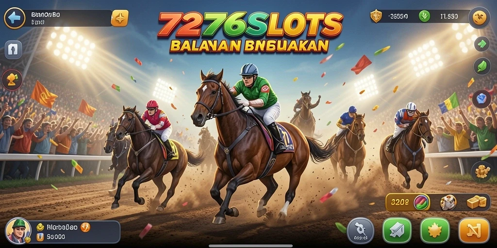 Gameplay balapan mendebarkan di 7276SLOTS.