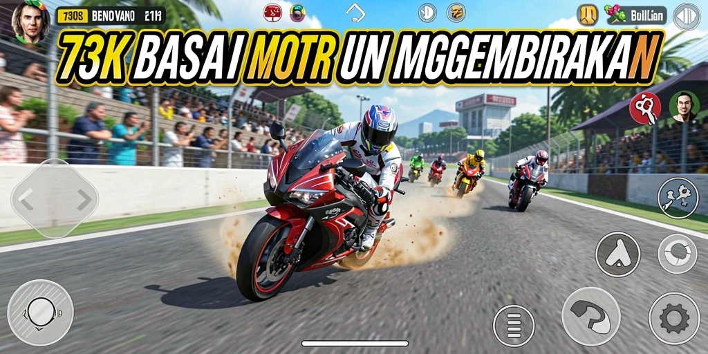Screenshot 73K menampilkan balapan motor yang mendebarkan dengan grafis menakjubkan.