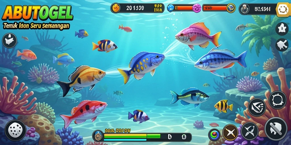 Tangkapan layar gameplay menembak ikan di ABUTOGEL.