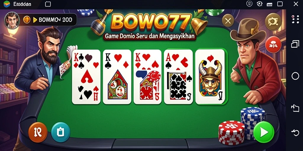 Tampilan screen gameplay seru di BOWO77 menunjukkan keseruan bermain Domino.