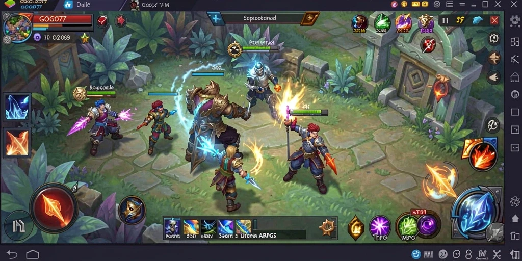 Tampilan epic dari pertarungan ARPG dalam GOGO77.