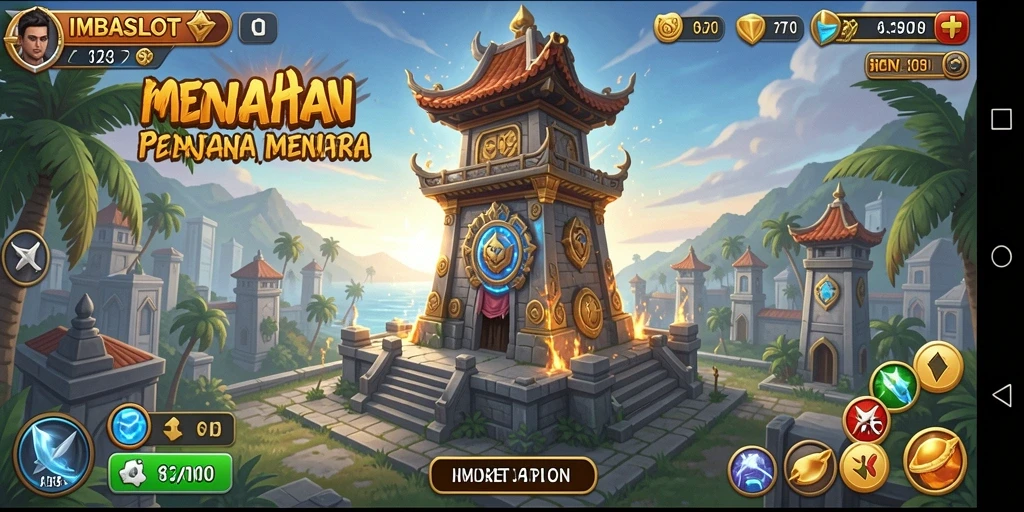 Tampilan menarik dari gameplay Tower Defense IMBASLOT yang menegangkan.