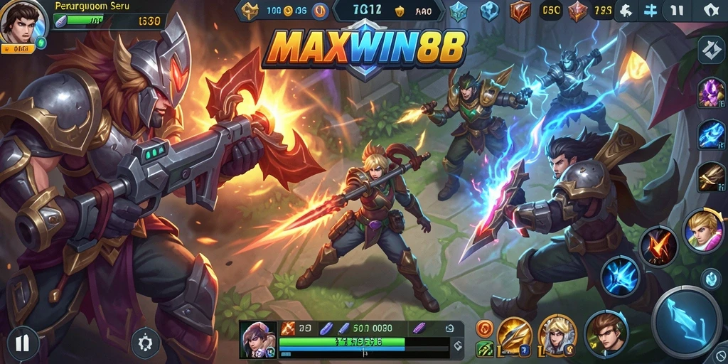 Tampilan aksi mendebarkan dalam game MOBA MAXWIN88.