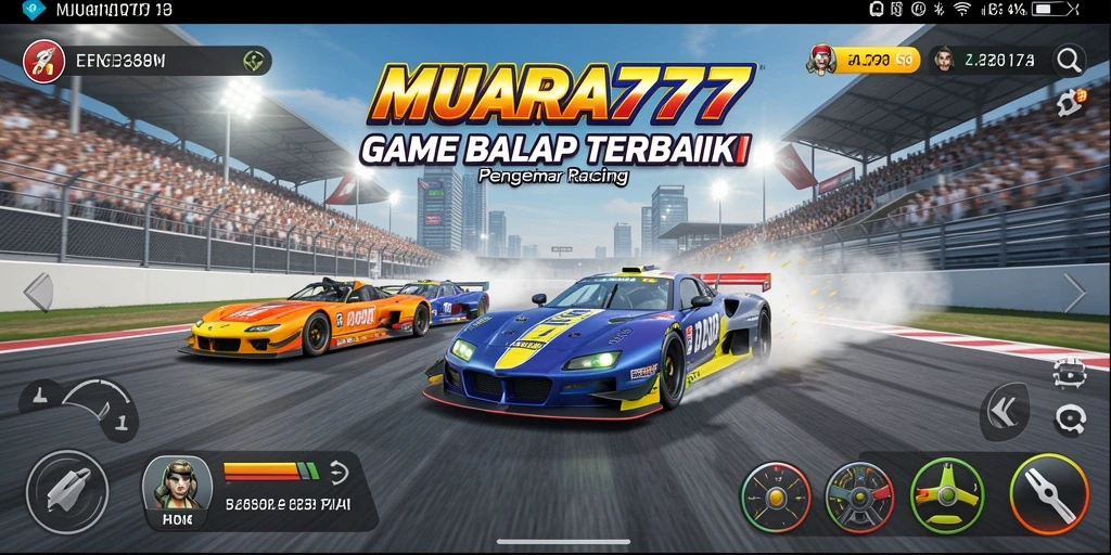 Screenshot gameplay MUARA777 yang menampilkan aksi balapan mendebarkan.