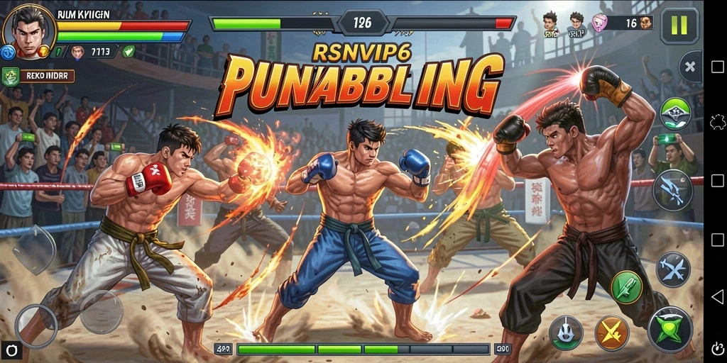 Gameplay seru dan mendebarkan dalam pertarungan Fighting.