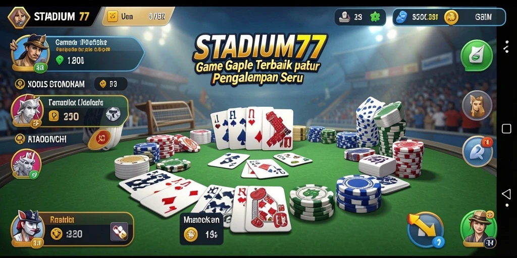 Tampilan gameplay seru dari game Gaple STADIUM77.