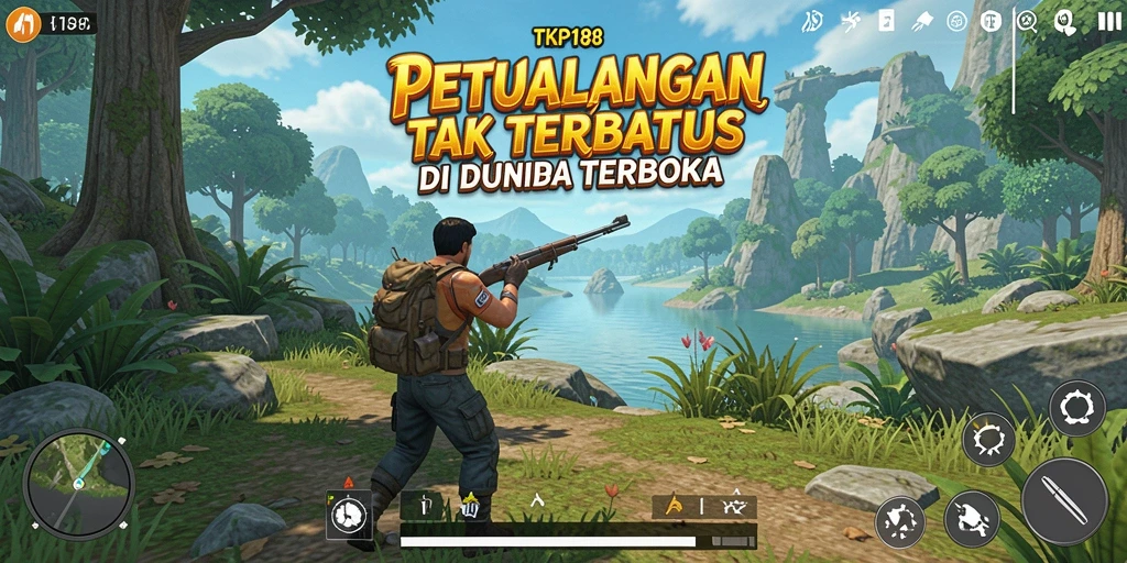 Screenshot gameplay yang menunjukkan eksplorasi dunia terbuka di TKP188.
